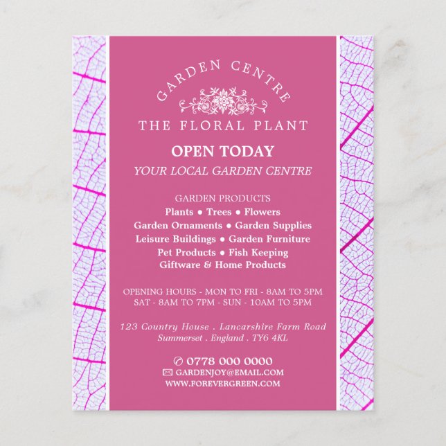 Pink Leaf, Garden Centre, Horticulturist Flyer (Front)