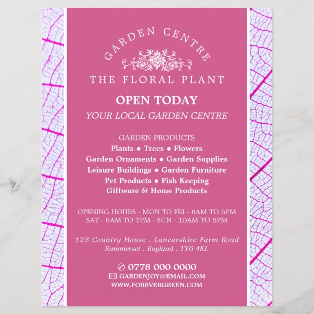Pink Leaf, Garden Centre, Horticulturist Flyer (Front)
