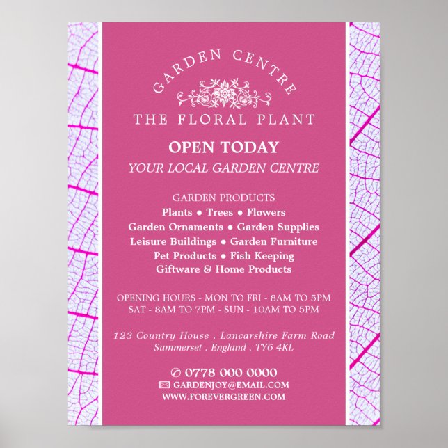 Pink Leaf, Garden Centre, Horticulturist Poster (Front)
