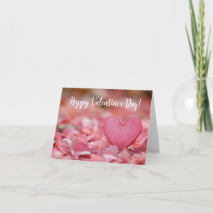 Pink Leaf Heart Valentine's Greeting Holiday Card