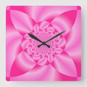 Pink Leaf Petal Square Wall Clock
