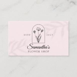 Pink Leaf Shadow, Modern Flower Logo, Monogram Business Card