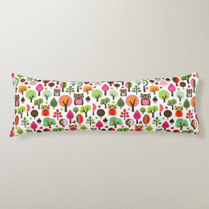 pink leaf tree retro owl pattern body cushion