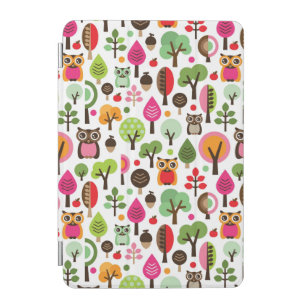 pink leaf tree retro owl pattern iPad mini cover