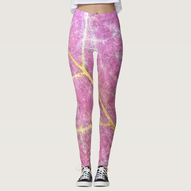 Pink Leaf Yoga Pants (Front)