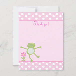 Pink Leap Frog Girly Froggy Flat thank you note Note Card