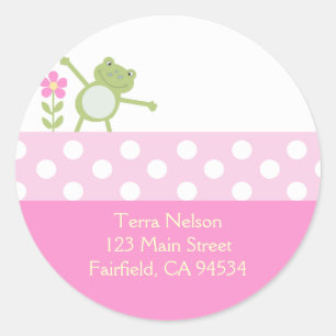 Pink Leap Frog Return Address Stickers