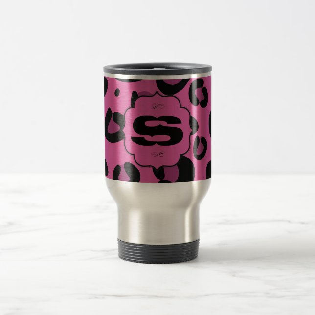Pink Leapord 15 oz. Stainless steel Travel Mug Cup (Center)