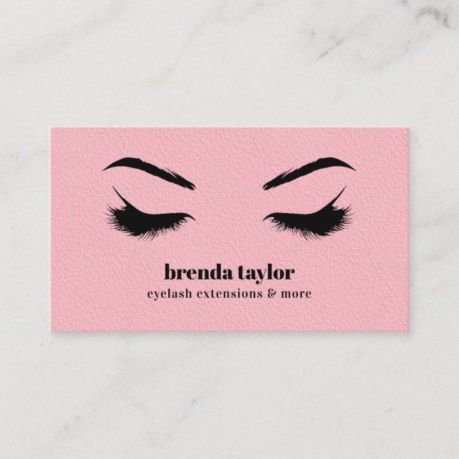PINK  LEATHER chic Eyelash Browbar professional Business Card (Front)