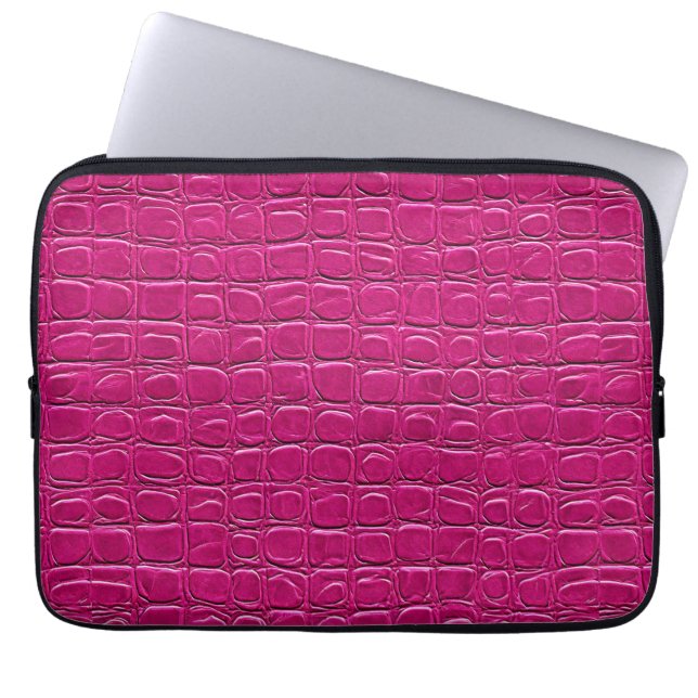💗 Pink Leather Chic Home Style Laptop ✨ Sleeve (Front)