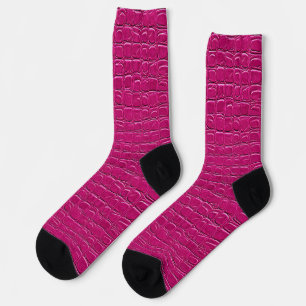 Pink leather effect pattern socks