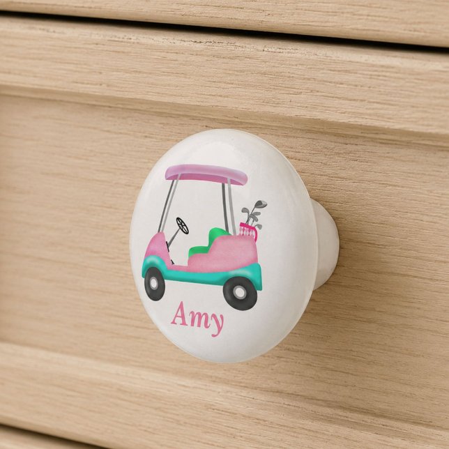 Pink Leather Elegant Golf Cart Name Ceramic Knob (Creator Uploaded)
