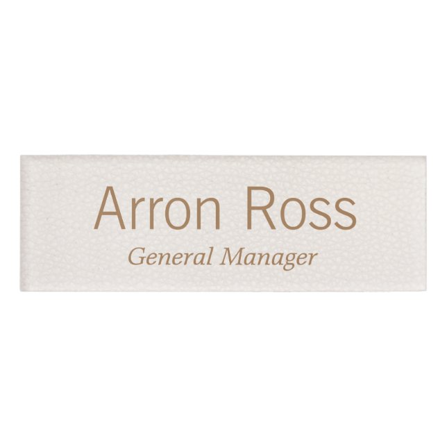 Pink Leather Employee Staff Magnetic Name Tag (Front)