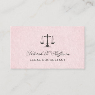 Pink leather feminine Legal Justice Scale Business Card