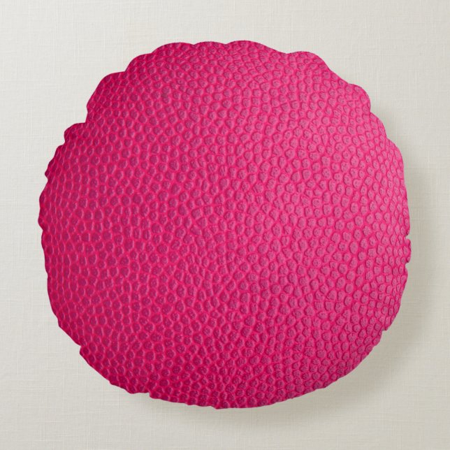 Pink leather leather texture skin round cushion (Front)