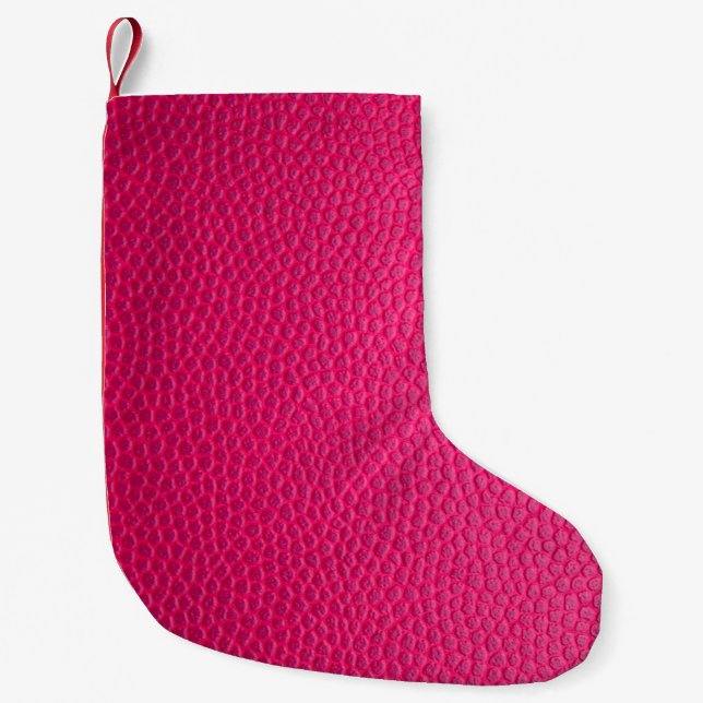 Pink leather leather texture skin small christmas stocking (Front)