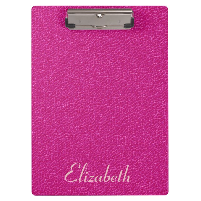 Pink Leather Look Personalised Name Clipboard (Front)