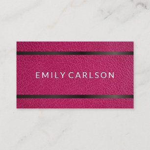 Pink Leather   Metallic Accent Bar Business Card