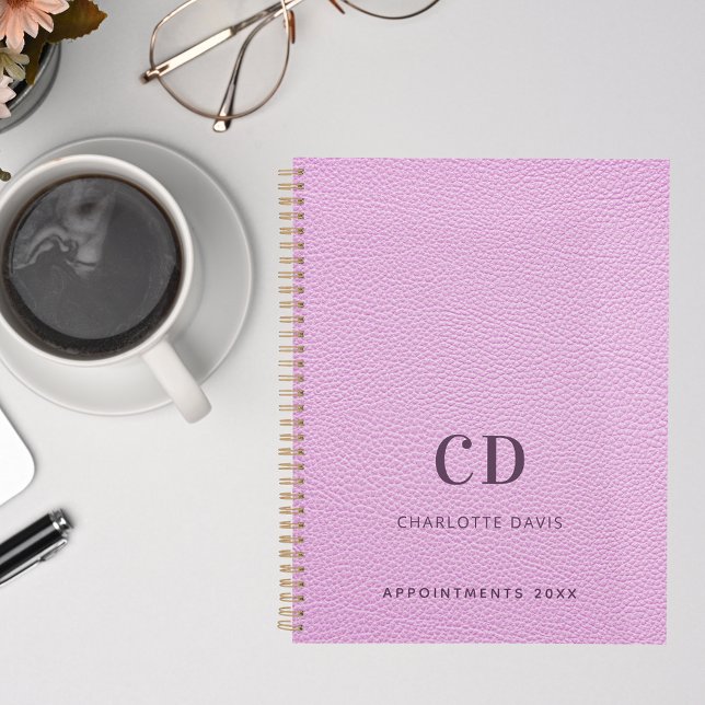Pink leather monogram initials 2026 planner (Creator Uploaded)
