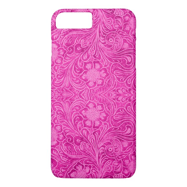Pink Leather Print Floral Pattern Case-Mate iPhone Case (Back)