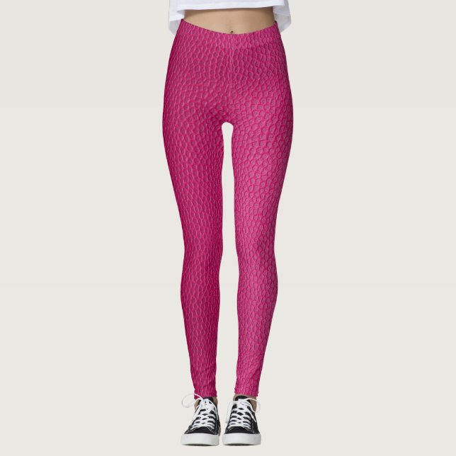 Pink Leather Texture Yoga Pants (Front)