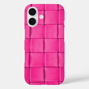 Pink Leather Weave iPhone 16 Case