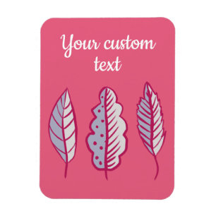 Pink Leaves Abstract Decorative Girly Custom Text Magnet