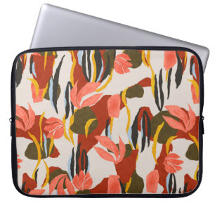 pink leaves and effect dress pattern design. laptop sleeve