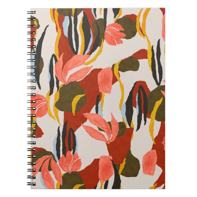pink leaves and effect dress pattern design.  notebook (Front)