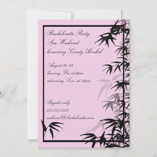 Pink Leaves Bachelorette Party Invitations (Front)