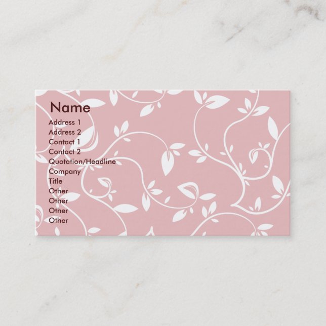 Pink Leaves - Business Card (Front)