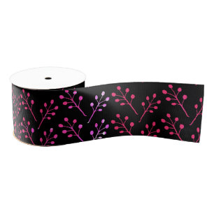 Pink Leaves Grosgrain Ribbon