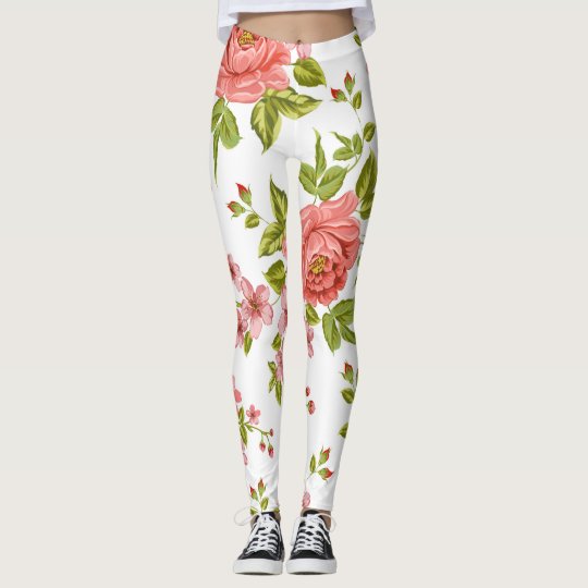 Pink Leaves Leggings