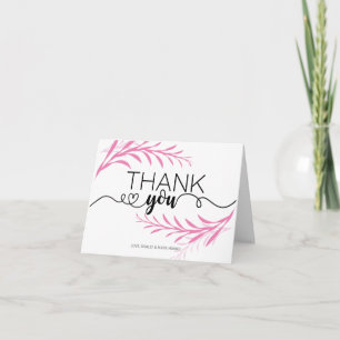 Pink Leaves Thank You Card for any occasion