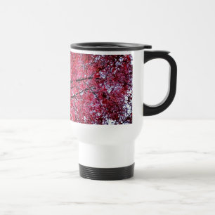 Pink leaves travel mug