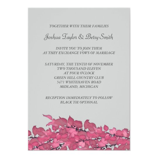 Pink Leaves Wedding Invitations