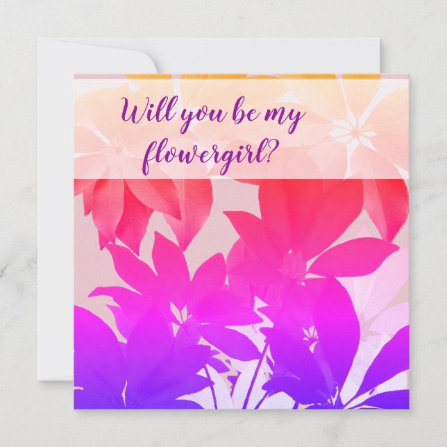 Pink Leaves, Will you be my flowergirl card (Front)