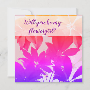 Pink Leaves, Will you be my flowergirl card