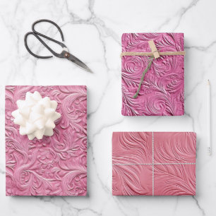 Pink Leaves Wrapping Paper Sheet