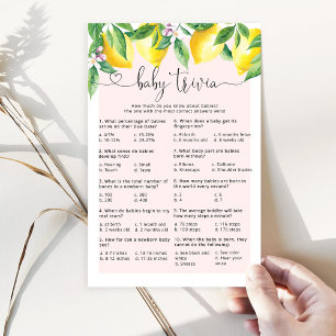 Pink lemon Baby trivia baby shower game