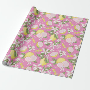 Pink Lemon Birthday Party Wrapping Paper