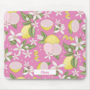 Pink Lemon Botanical Citrus Mouse Pad