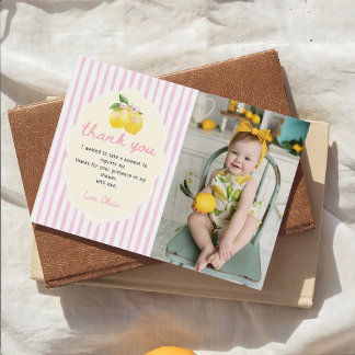 Pink Lemon Citrus Birthday Thank You Card