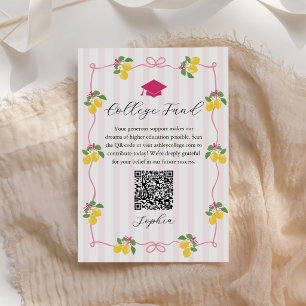 Pink Lemon Citrus Graduation College Fund Enclosure Card