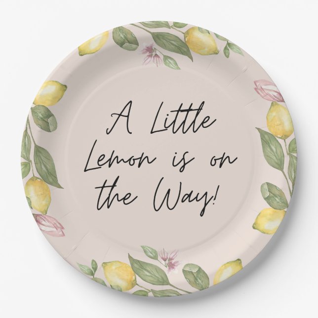 Pink Lemon Disposable Napkins Paper Plate (Front)