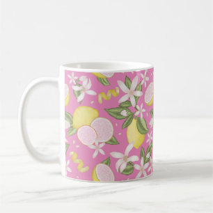 Pink Lemon Floral Citrus Coffee Mug