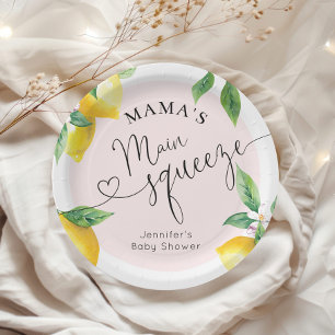 Pink lemon mamas main squeeze baby shower napkins paper plate