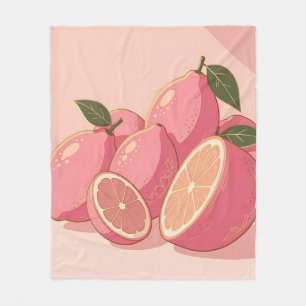 Pink Lemon Modern Feminine Citrus Fleece Blanket