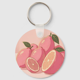 Pink Lemon Modern Feminine Citrus Key Ring
