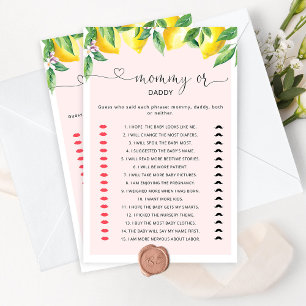 Pink lemon Mummy or daddy baby shower game